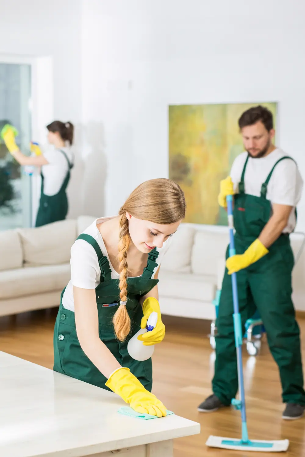 Reinigungsfirma und geräumiges Wohnzimmer
